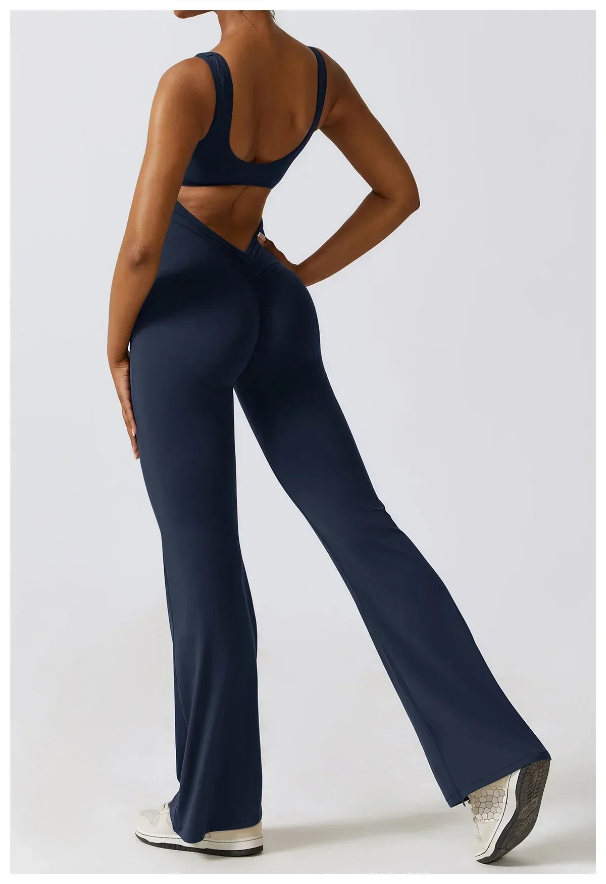 VogueFlare - V-Back Flared Viral Backless Jumpsuit